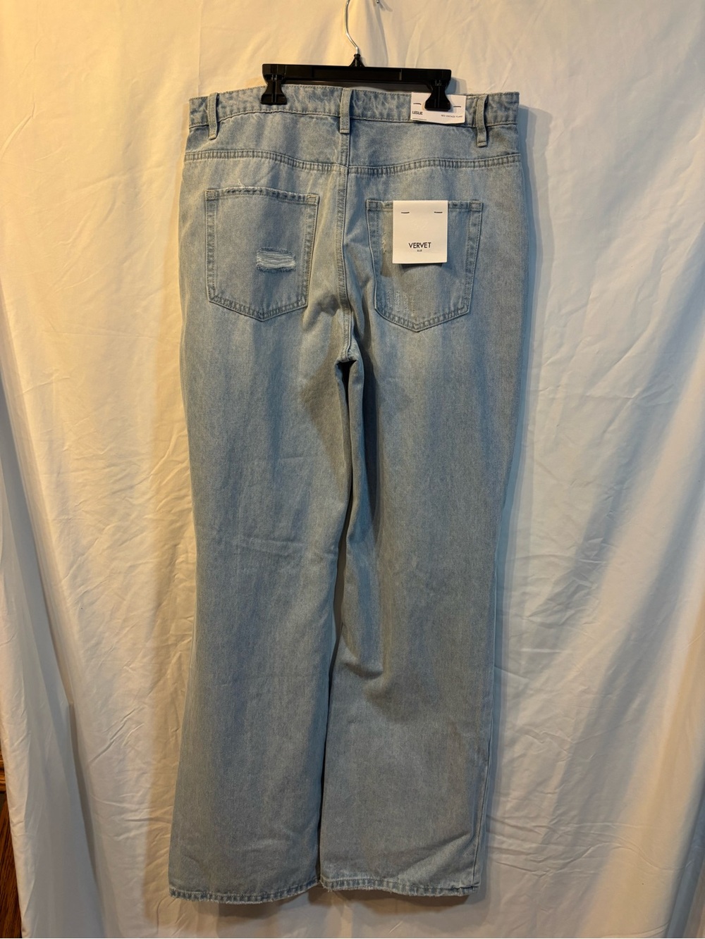 NWT Vervet Blue Leslie 90s Vintage Flare Jeans Size 32 Distressed Wide Leg - Picture 4 of 8